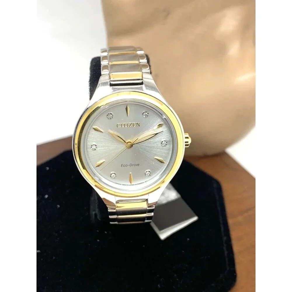 Citizen Women's Watch FE2104-50A Eco Drive Diamond Accent Dial Two Tone Steel
